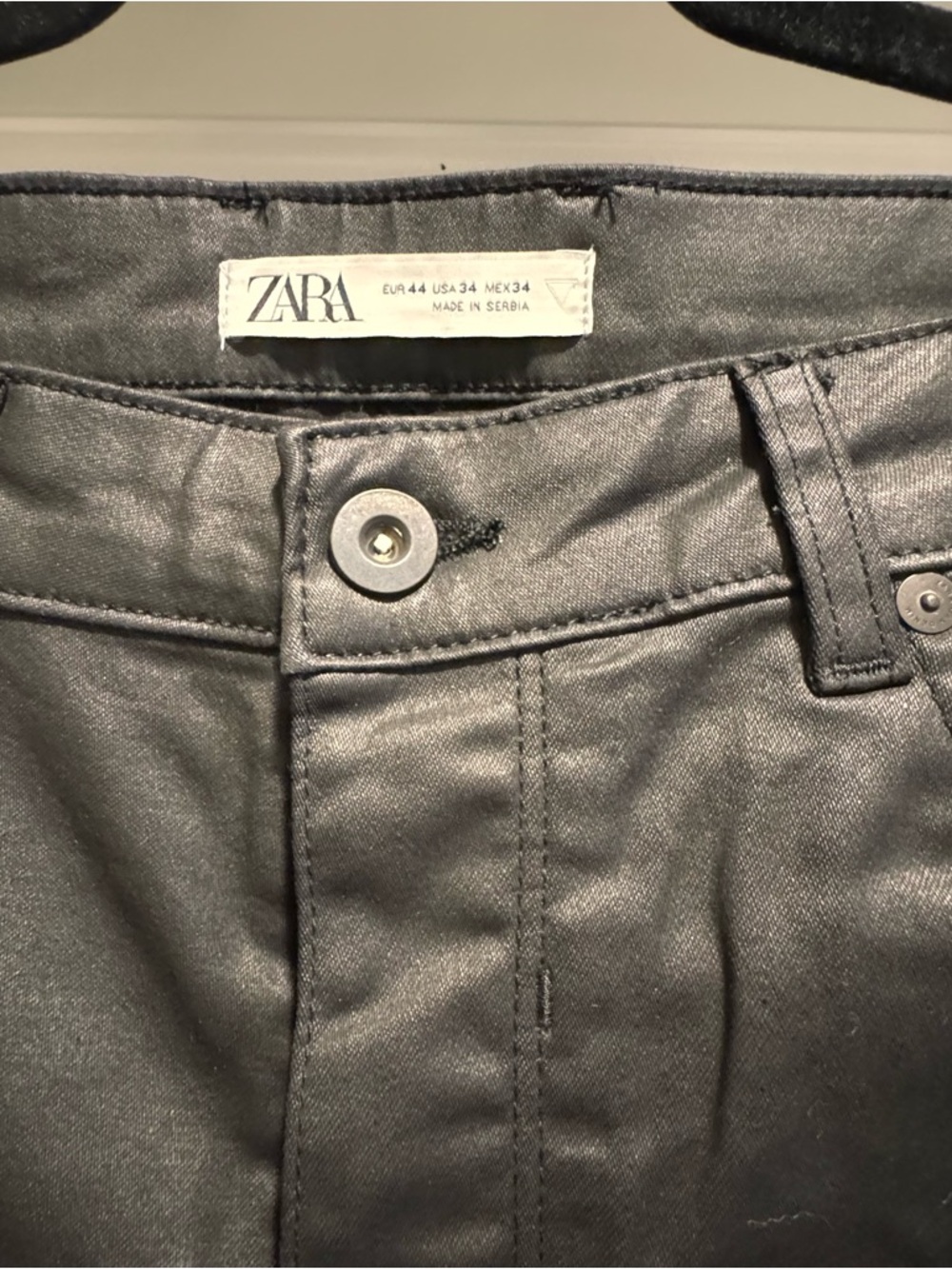 Zara Shiny Black Coated Jeans